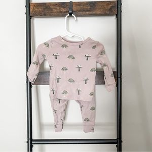 9 Month Pajama Top and Bottom, Little Co, purple with mushroom print